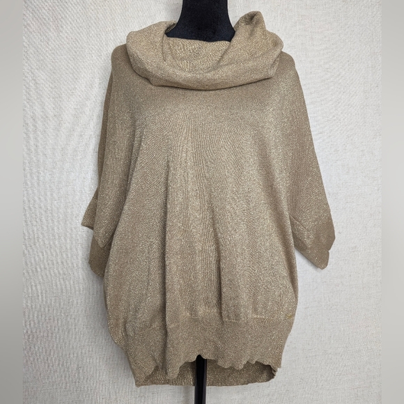 Michael Kors Sweaters - MICHAEL Michael Kors Gold Lurex Cowl Neck Dolman Sleeve Sweater Top XL